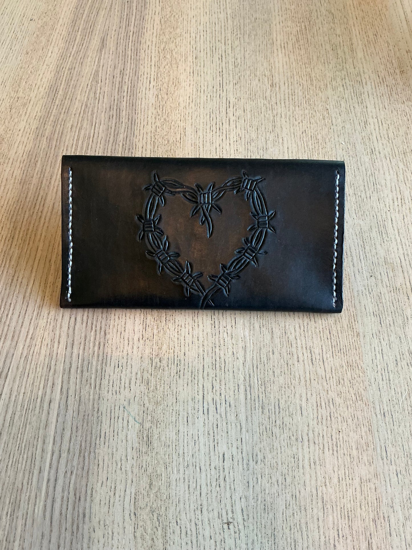 Barb wire heart ❤️ leather clutch