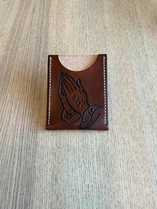 Praying hands bikers wallet.